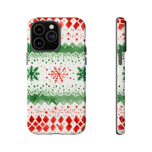 Watercolor Christmas Knitting - Impact Resistant Phone Case iPhone 14 Pro Max Glossy